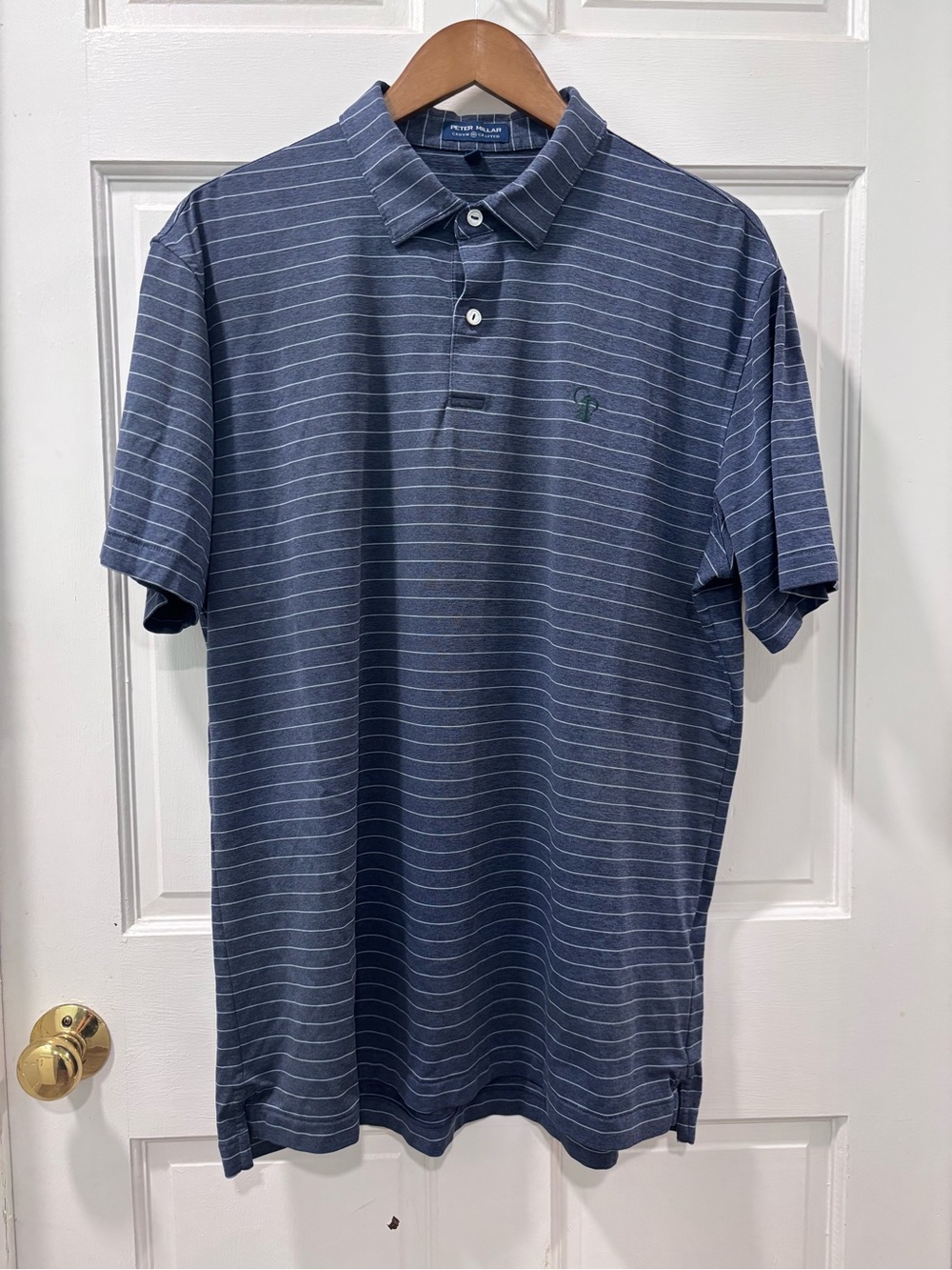 Peter Millar Men’s Crown Crafted Performance Golf Polo Size Large Navy/White EUC